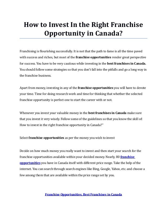 Franchise Opportunities, Best Franchises in Canada