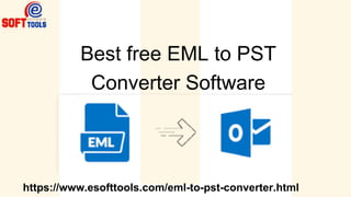 Best free EML to PST
Converter Software
https://www.esofttools.com/eml-to-pst-converter.html
 
