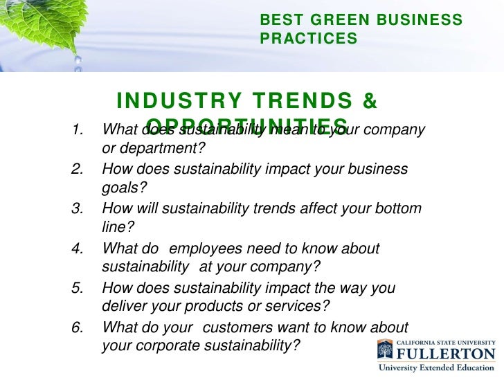 CSUF Best Green Business Practices Presentation