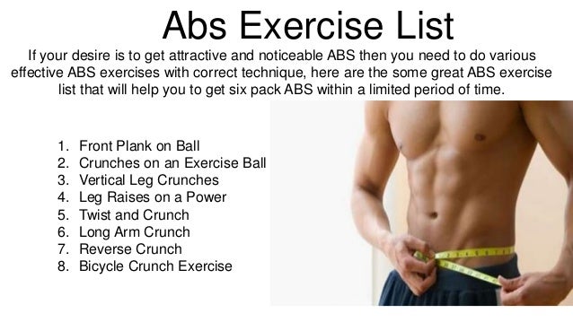 Abs Exercise Chart For Men