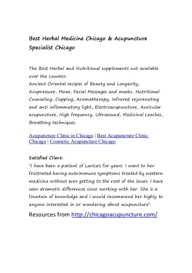 Best Herbal Medicine Chicago & Acupuncture Specialist Chicago