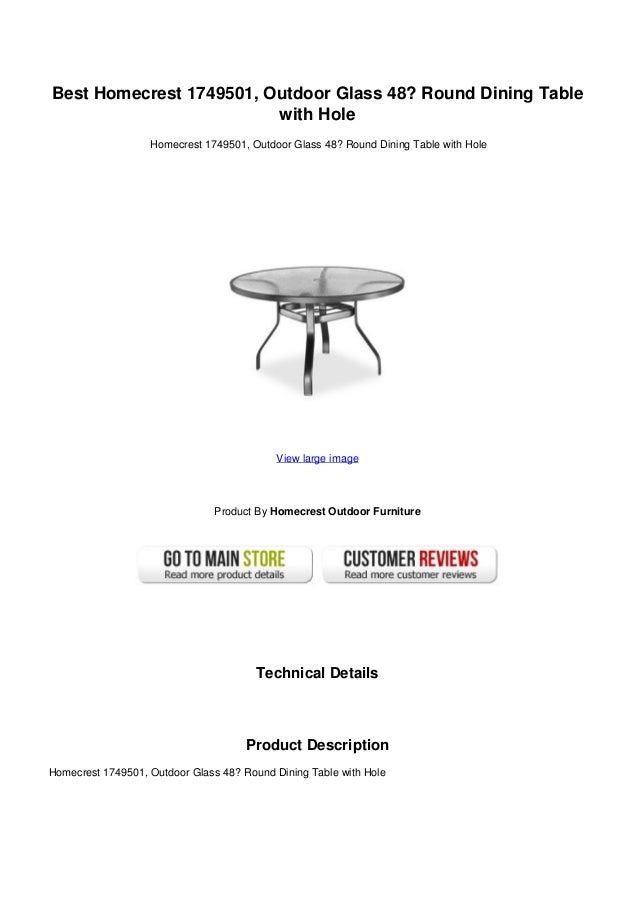 Best homecrest 1749501 outdoor glass 48 round dining table with hole