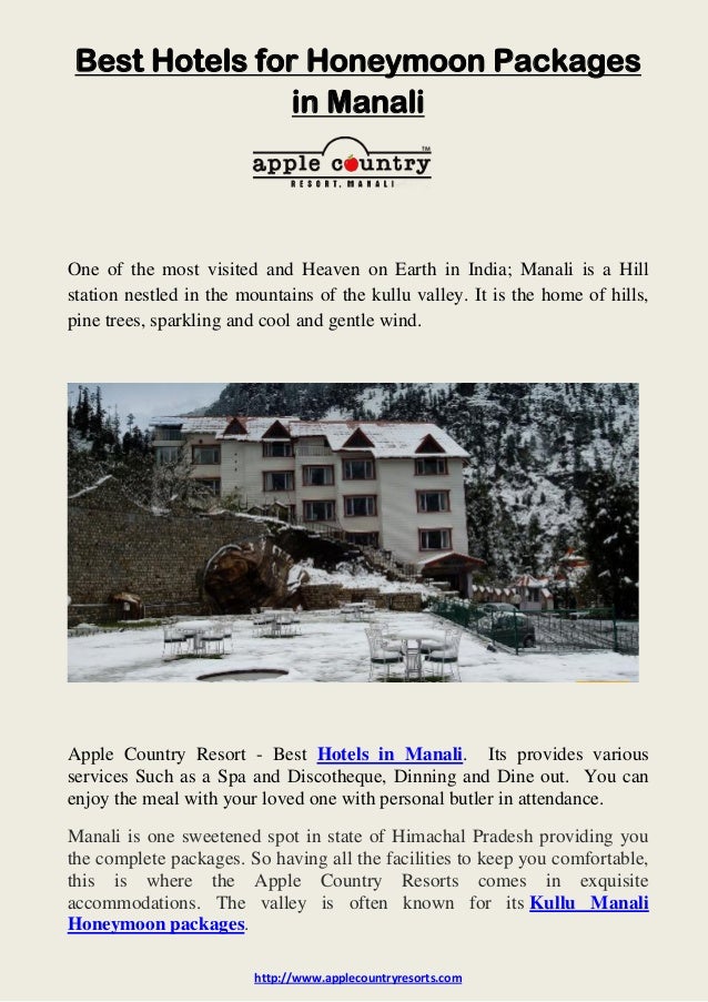 Best hotels for honeymoon packages in manali