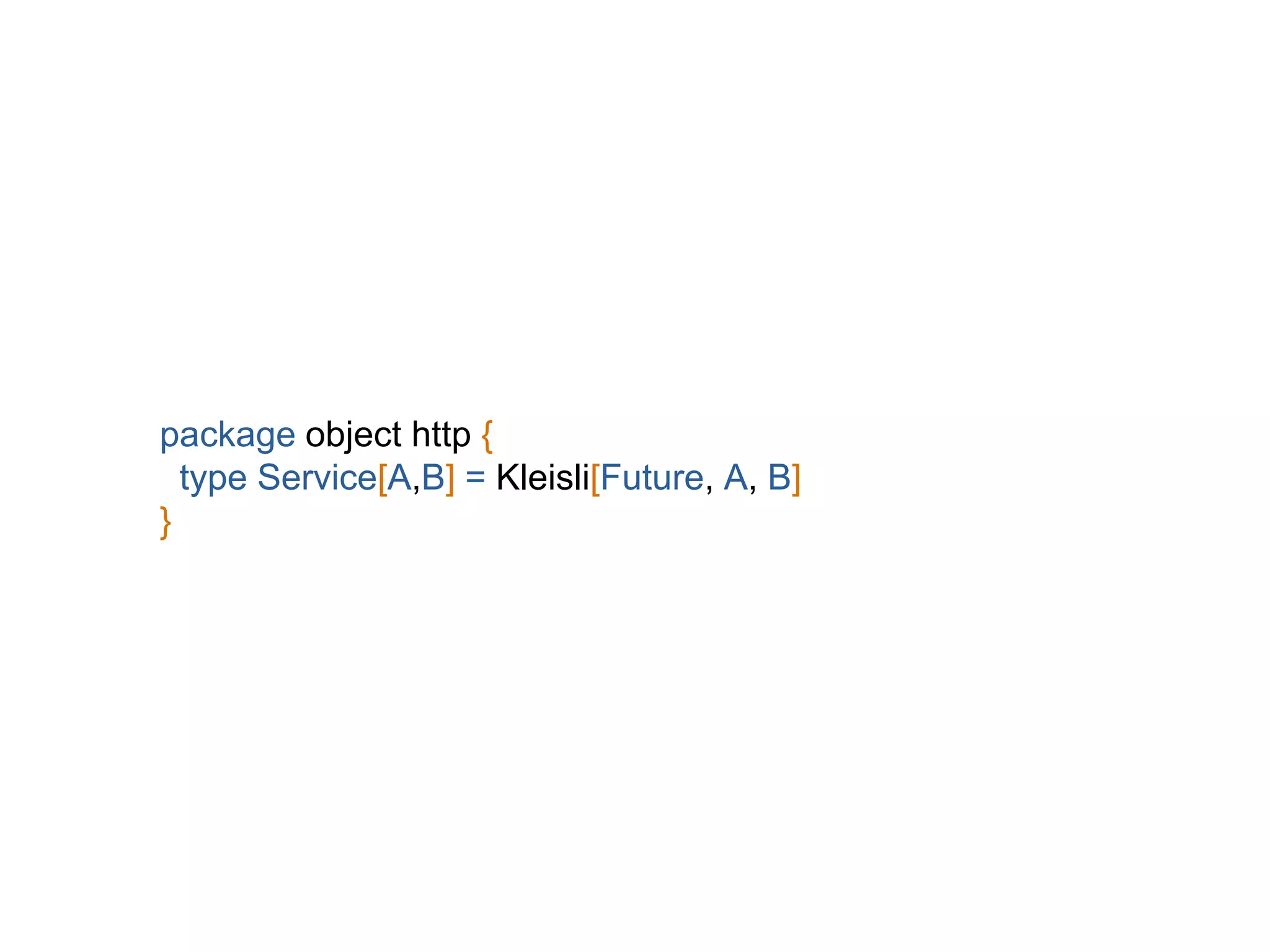 package object http {
type Service[A,B] = Kleisli[Future, A, B]
}
 