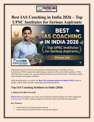 Best IAS Coaching in India 2026 – Top UPSC Institutes for Serious ...