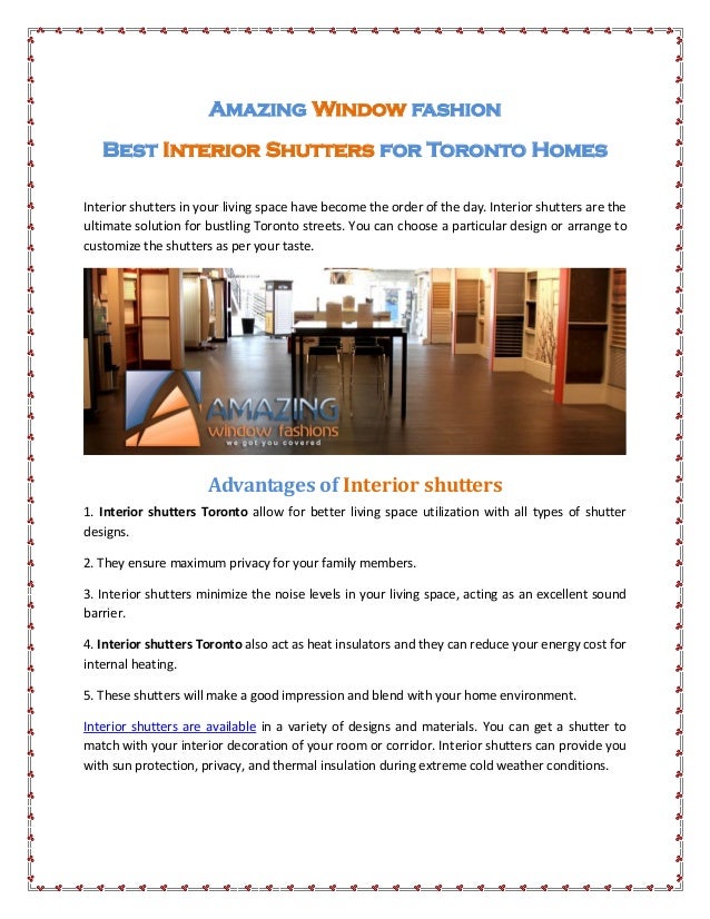 Best Interior Shutters For Toronto Homes