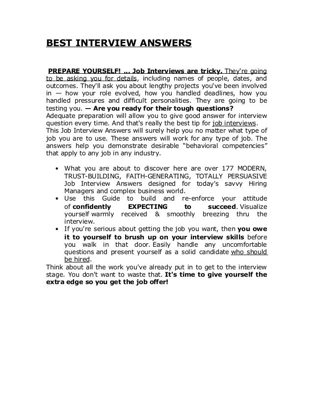 best interview answers best interview answers