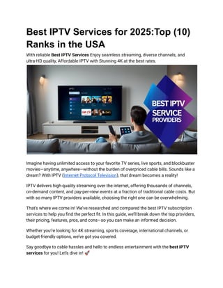 Best IPTV Services for 2025:Top (10) Ranks in the USA | PDF