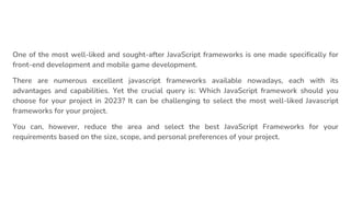 9 Best JavaScript Frameworks To Choose | PPT