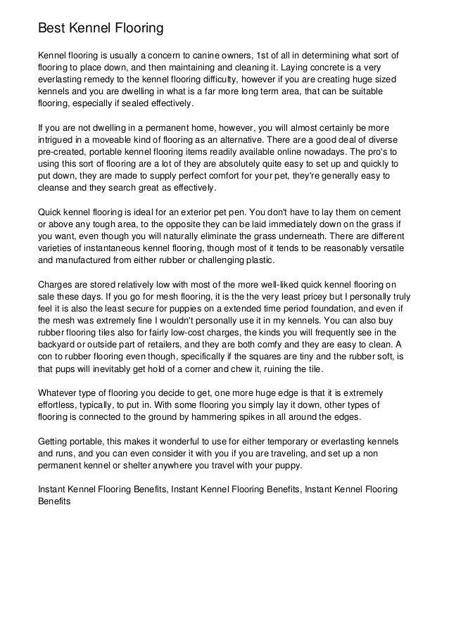 Best Kennel Flooring