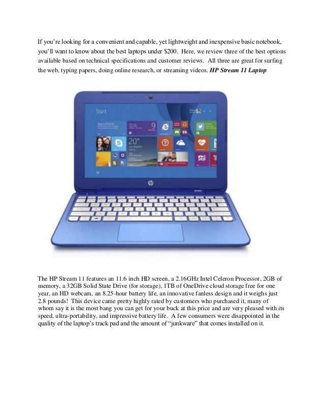 Best laptops under 200 2015