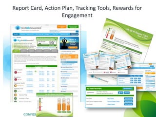 Report Card, Action Plan, Tracking Tools, Rewards for
Engagement

CONFIDENTIAL

 