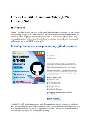 Comprehensive Guide to Using GitHub Accounts Safely in 2026 | DOCX