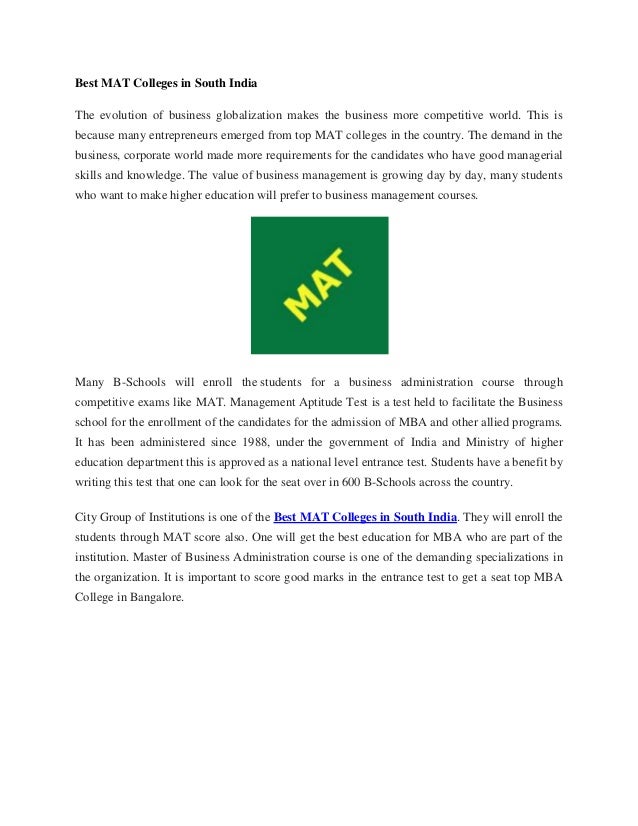 Best Mat Colleges In South India