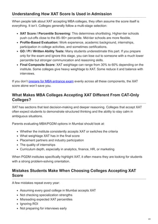 Best MBA Colleges Accepting XAT 2026 Score in Mumbai | MKES | PDF