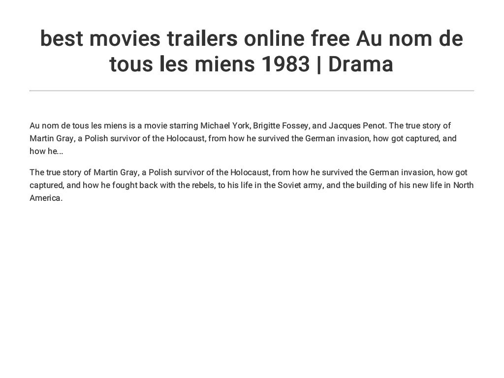 Résumé Au Nom De Tous Les Miens best movies trailers online free Au nom de tous les miens 1983 | Drama