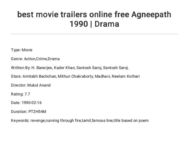 Best movie trailers online free Agneepath 1990  Drama