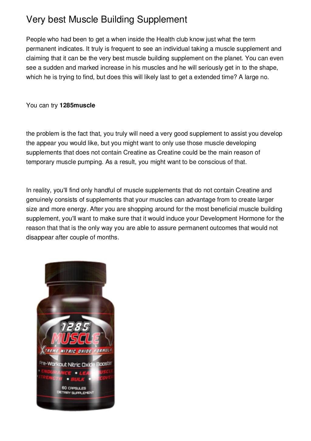Very best Muscle Building Supplement