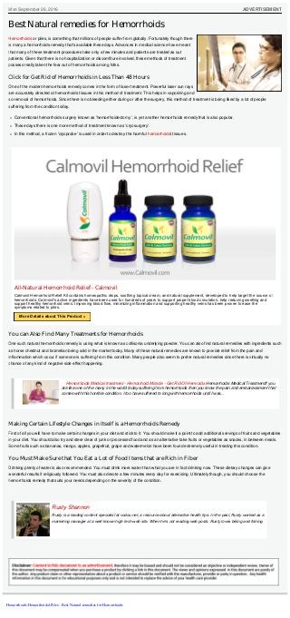Best Natural remedies for Hemorrhoids
Hemorrhoids or piles, is something that millions of people suffer from globally. For...