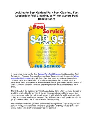 Best oakland park pool cleaning, fort lauderdale renovation and wilton manors pool maintenance