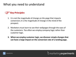 What you need to understand

F      Key Principles

    1. It is not the magnitude of change on the page that impacts
    ...