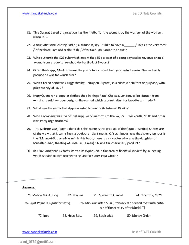Best of TATA Crucible