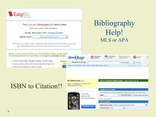 Bibliography Help! MLS or APA ISBN to Citation!! 