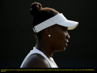Venus Williams of the U.S.A. changes ends during her match against Aleksandra Krunic of Serbia at the Wimbledon Tennis Championships in London, July 3, 2015. REUTERS/Stefan
Wermuth
 