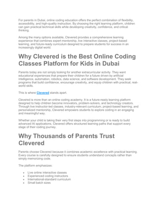 Best Online Coding Classes for Kids in Dubai: Why Clevered is the Smart ...