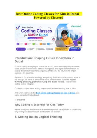 Best Online Coding Classes for Kids in Dubai: Future-Ready Skills with ...