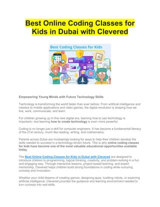 Best Online Coding Classes for Kids in Dubai with Clevered.pdf