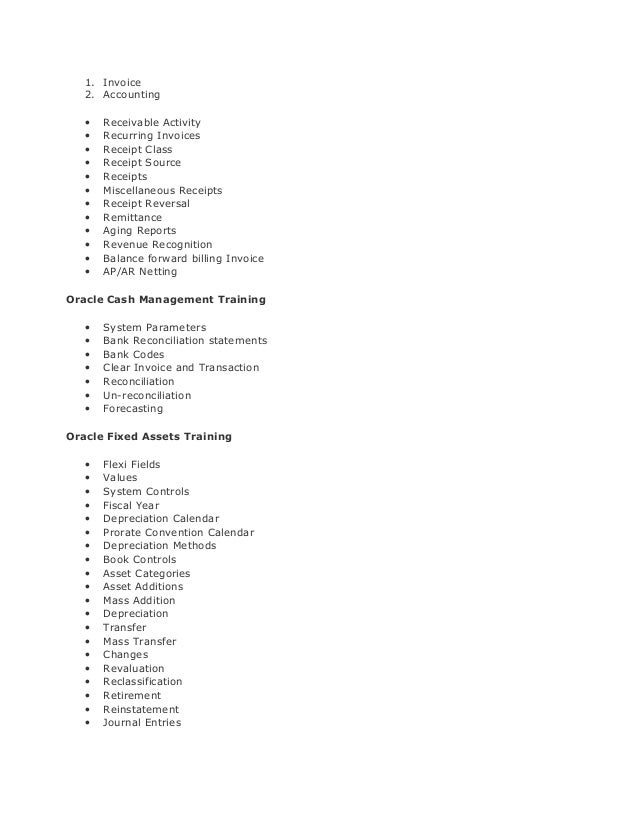 memo definition payment Oracle Training FINANCIALS Best Institute R12 Functional