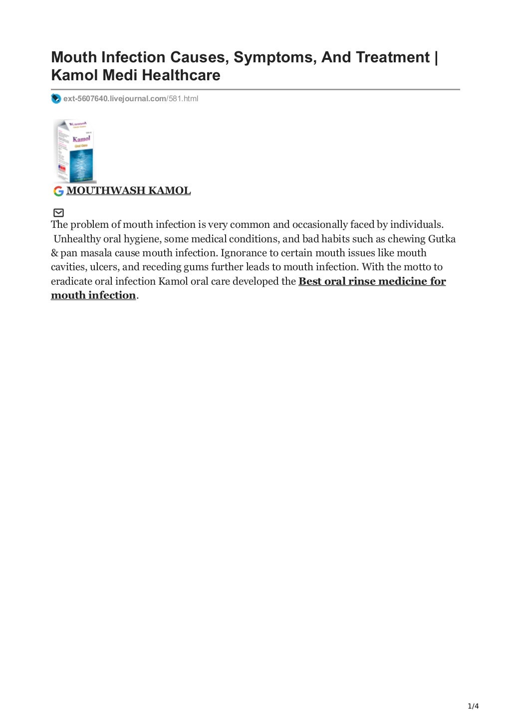 Best oral rinse medicine for mouth infection Kamol Medi Healthcare