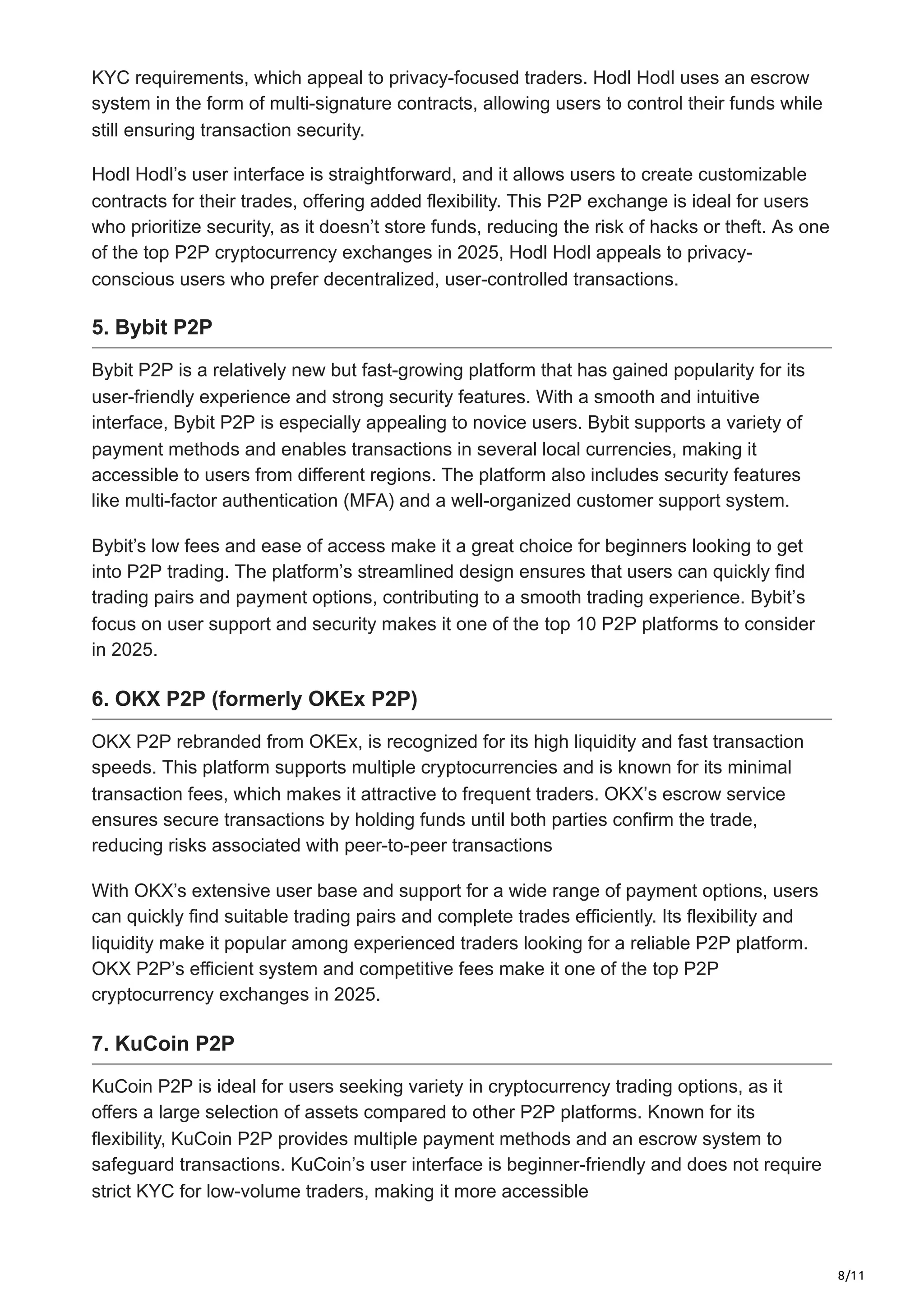 Best P2P Crypto Exchanges for 2025.pdf overview | PDF