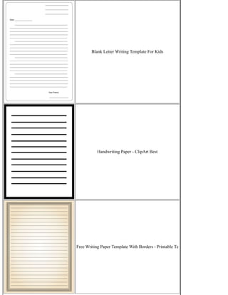 Blank Letter Writing Template For Kids
Handwriting Paper - ClipArt Best
Free Writing Paper Template With Borders - Printable Te
 