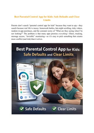 Best Parental Control App for Kids_ Safe Defaults and Clear Limits | PDF