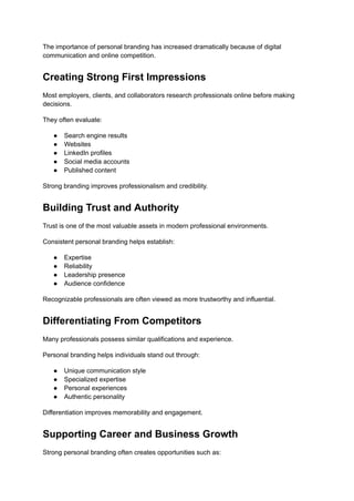 Comprehensive Guide to Building a Strong Personal Brand in the Digital ...
