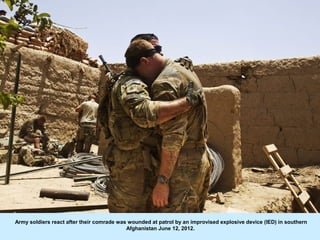 Army soldiers react after their comrade was wounded at patrol by an improvised explosive device (IED) in southern
        ...