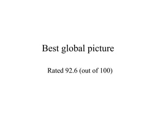 Best global picture Rated 92.6 (out of 100)