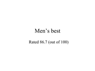 Men’s best Rated 86.7 (out of 100) 