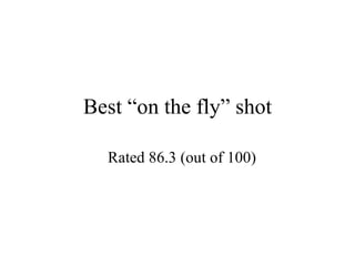 Best “on the fly” shot Rated 86.3 (out of 100) 