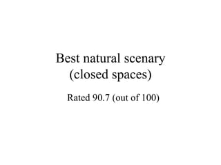 Best natural scenary (closed spaces) Rated 90.7 (out of 100) 