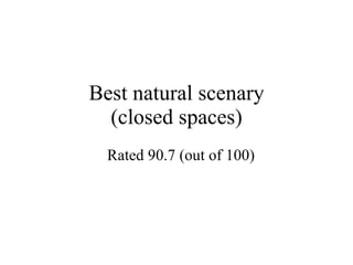 Best natural scenary (closed spaces) Rated 90.7 (out of 100) 