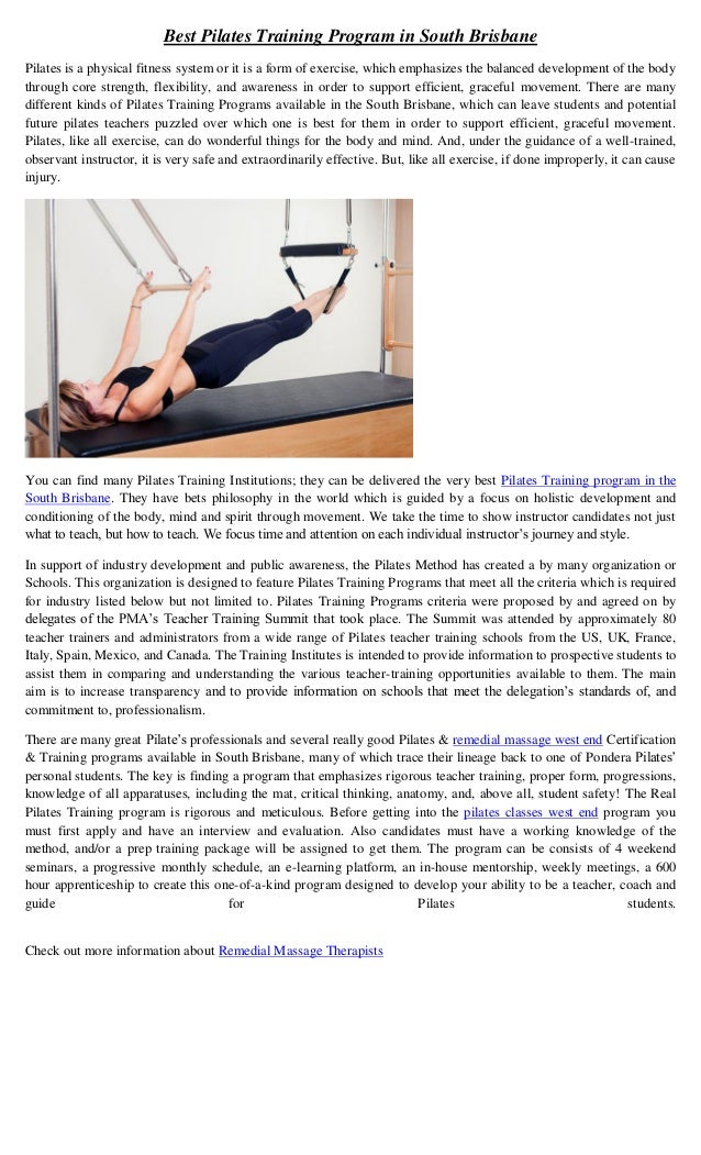 Best pilates training program in south brisbane