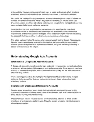 Top 10 Trusted Sources to Buy Google Ads Accounts in 2026 | PDF
