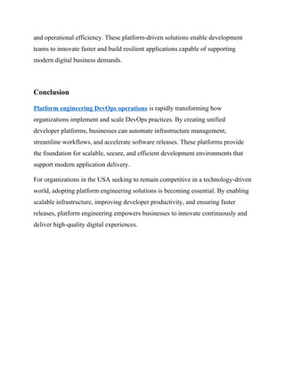 Best Platform Engineering for DevOps in the USA: Enabling Scalable ...