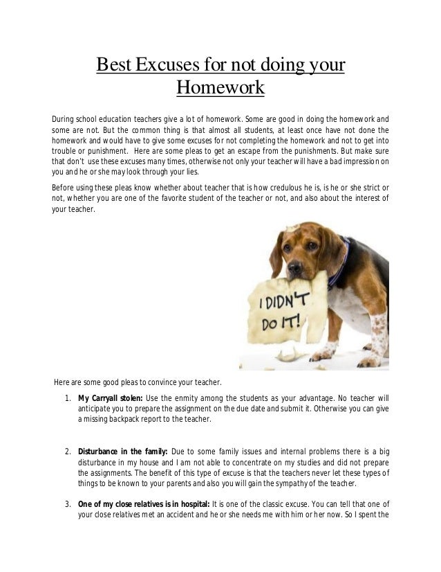 Excuses for homework