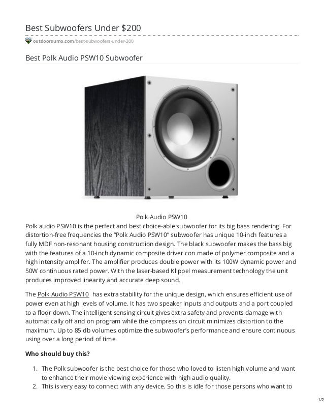 best subwoofer under 200