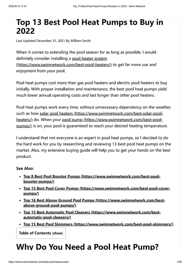 Best Pool Heat Pumps Reviews in 2022 .pdf