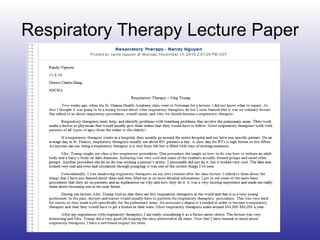 Respiratory Therapy Lecture Paper 